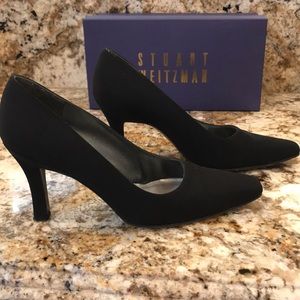 Stuart Weitzman white black microfiber pumps